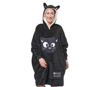 United Labels Ralf Schmitz Hildegard Oversize Hoodie Decke mit Ärmeln und Kapuze für Damen, Schwarz, Kuschelpullover Einheitsgröße, flauschiger Deckenpullover