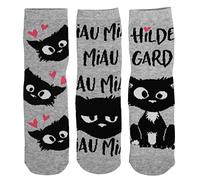 United Labels Ralf Schmitz Socken - Hildegard Unisex Sneaker Katze Grau (3er Pack)