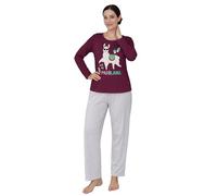 United Labels Schlafanzug für Damen - Not My ProbLAMA Pyjama Set Langarm Oberteil mit Hose Grau/Rot (DE/NL/SE/PL, Alphanumerisch, M, Regular, Regular)