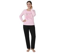 United Labels Schlafanzug für Damen - Pyjama Lama Set Langarm Oberteil mit Hose Rosa/Schwarz (DE/NL/SE/PL, Alphanumerisch, XL, Regular, Regular)