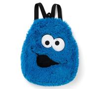 United Labels Sesamstraße Krümelmonster Rucksack 33x28 cm, Plüsch Rucksack mit verstellbaren Gurten, Plüschtier blau