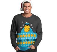 United Labels Sesamstraße Krümelmonster Weihnachtspullover Unisex, Grau Blau, M, Winter Strickpullover, Pullover für Herren und Damen