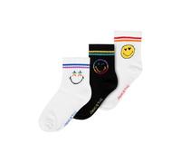 United Labels Smileyworld Socken für Damen und Herren - Smiley Unisex Sneaker Frauen und Männer Strümpfe Weiß/Schwarz (3er Pack) (DE/NL/SE/PL, Numerisch, 43, 46, Regular, Regular, Weiß/Schwarz)