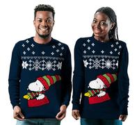 United Labels Snoopy Weihnachtspullover Unisex, Blau, L, Winter Strickpullover, Pullover für Herren und Damen