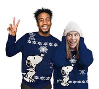 United Labels Snoopy Weihnachtspullover Unisex, Blau, XL, Winter Strickpullover, Pullover für Herren und Damen