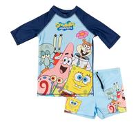 United Labels Spongebob Schwammkopf Badeanzug zweiteilig UV Schutz 50 für Jungen, Blau, 134/140, Bademode Kinder mit Shirt und Badehose, Badebekleidung