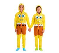 United Labels Spongebob Schwammkopf Kostüm für Kinder, 134-140, Gelb, Jumpsuit Unisex, Overall mit Kapuze, Einteiler für Karneval Mottoparty