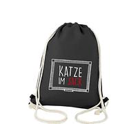 United Labels Tacheles Turnbeutel - Katze im Sack Sportbeutel mit Kordelzug Baumwolle Schwarz 34,5 x 45 cm