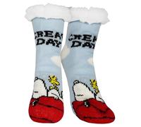 United Labels The Peanuts Snoopy Hüttensocken - Great Day Haussocken für Damen Kuschelsocken Flauschige Wintersocken warme Frauen Socken Blau (DE/NL/SE/PL, Numerisch, 39, 42, Regular, Regular)