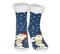 United Labels The Peanuts Snoopy Kuschelsocken für Damen, Blau Weiß, 39-42, flauschige Stoppersocken, Wintersocken, warme Socken, Hüttensocken