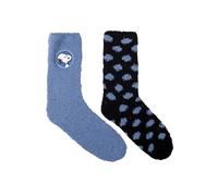United Labels The Peanuts Snoopy Kuschelsocken für Damen - Flauschige Wintersocken warme Socken Blau/Schwarz (2er Pack) (DE/NL/SE/PL, Numerisch, 35, 38, Regular, Regular, Blau/Schwarz)