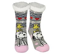 United Labels The Peanuts Snoopy Kuschelsocken für Damen, Grau, 35-38, flauschige Stoppersocken, Wintersocken, warme Socken, Hüttensocken