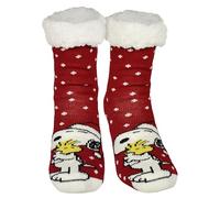 United Labels The Peanuts Snoopy Kuschelsocken für Damen, Rot Weiß, 39-42, flauschige Stoppersocken, Wintersocken, warme Socken, Hüttensocken