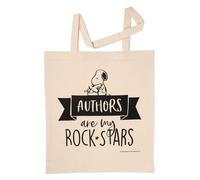 United Labels The Peanuts Snoopy Stoffbeutel - Authors are my rock stars Jutebeutel Tragetasche Baumwolltasche Beige Naturfarben
