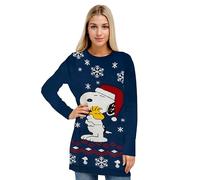 United Labels The Peanuts Snoopy Strickkleid, Blau, Warm Kisses, XL, Winterkleid für Damen, Langarm Kleid, Weihnachtskleid
