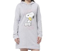 United Labels The Peanuts Snoopy Sweatkleid für Damen - Oversize Hoodie Kapuzenpullover lang Sweatshirt Langarm Grau (DE/NL/SE/PL, Alphanumerisch, M, Regular, Regular, Grau)