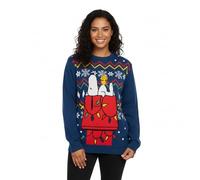 United Labels The Peanuts Snoopy Weihnachtspullover Unisex, Blau, XL, Winter Strickpullover, Ugly Christmas Sweater für Damen und Herren