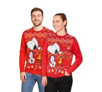 United Labels The Peanuts Snoopy Weihnachtspullover Unisex, Rot, XL, Winter Strickpullover, Ugly Christmas Sweater für Damen und Herren