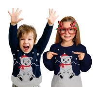 United Labels Weihnachtspullover für Kinder, Eisbär, Blau, 98 104, Ugly Christmas Sweater, Pullover, Winter Strickpullover für Jungen und Mädchen