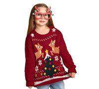 United Labels Weihnachtspullover für Kinder, Rentiere, Rot, 98 104, Ugly Christmas Sweater, Pullover, Winter Strickpullover für Jungen und Mädchen