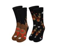United Labels Weihnachtssocken Rentier für Herren Schwarz (2er Pack) (DE/NL/SE/PL, Numerisch, 39, 42, Regular, Regular, Schwarz)