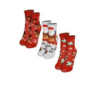 United Labels Weihnachtssocken Rentier Santa für Kinder - Sneaker Kindersocken Söckchen Rot/Grau (3er Pack) (DE/NL/SE/PL, Numerisch, 27, 30, Regular, Rot/Grau)