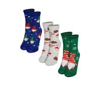 United Labels Weihnachtssocken Wichtel Santa für Kinder - Sneaker Kindersocken Söckchen Mehrfarbig (3er Pack) (DE/NL/SE/PL, Numerisch, 27, 30, Regular, Blau/Grün/Grau)