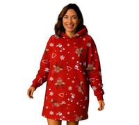 United Labels X-Mas Oversize Cozy Hoodie für Damen - Rentier Übergroße Frauen Kuschelpullover Flauschiger Deckenpullover Rot (DE/NL/SE/PL, Alphanumerisch, XL, XXL, Regular, Regular)