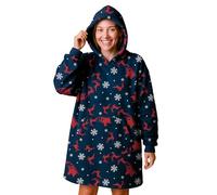 United Labels X-Mas Oversize Cozy Hoodie für Damen - Santa Übergroße Frauen Kuschelpullover Flauschiger Deckenpullover Blau (DE/NL/SE/PL, Alphanumerisch, M, L, Regular, Regular)