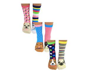 UNITED ODD SOCKS - 6 Pack Damen Welpe Hund Neuheit Baumwolle ungerade Socken in Geschenk-Box - Paws EU 37 - 42