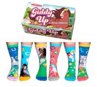 United Oddsocks Kinder Socken, 6 individuelle Socken - Geschenkbox, Motivsocken Giddy Up 30,5-39