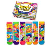 United Oddsocks Hippy Go Lucky Geschenkbox, 6 bunte Odd Socks für Damen