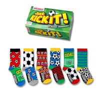 United Oddsocks Just Kick It Geschenkbox, 6 bunte Socken Jungen mit Fußball