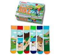 United Oddsocks On Your Bike Geschenkbox, 6 bunte Herrensocken mit Fahrrad