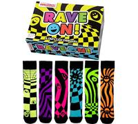 United Oddsocks Rave On 6 Odd Socken in Geschenkbox | Unisex UK 5-10 | EUR 38-44 | US 6-11, mehrfarbig, Einheitsgröße