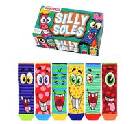 United Oddsocks Silly Soles Geschenkbox für Kinder - 6 Mismatched Character Socks - Funny Faces & Goofy Grins - 15 Mix & Match Combos - UK 12-5.5, US 13.5-8, EU 30.5-38.5 - Cotton Rich, Colorful Socks
