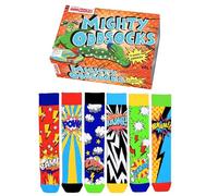 United Oddsocks The Mighty Oddsocks Geschenkbox für Herren - 6 Mismatched Comic Hero Socken - 15 Bold Combos - UK 6-11, US 7-12, EU 39-46 - Cotton Rich, Colorful & Hero-Inspired Gift Set