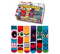 United Oddsocks The Stress Heads Geschenkbox, 6 sulky Mix & Match Odd Socks für Herren, lustige Monster-Socken, bunte Geschenkidee für Geburtstag, Vatertag & Weihnachten, EU 39-46, UK 6-11, US 7-12