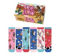 United Oddsocks Yee Haw Kids Geschenkbox - 6 Mismatched Cowgirl Socken - Stiefel, Kakteen & Pferde - 15 Combos - UK 12-5.5 US 13.5-8 EU 30.5-38.5 - Western Style Bunte Baumwolle Rich Socken für