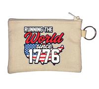 United States of America Running The World Since 1776 Schlüsselanhänger Münzbörse Beige