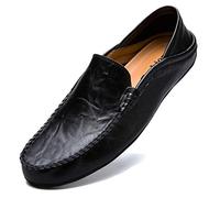 Unitysow Mokassins Slipper Herren Leder Slip On Fahren Schuhe Leicht Weich Loafers Handgefertigt Flache Business Schuhe,Schwarz,EU 45