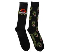 Universal Herren Jurassic Park 2 Pack Crew Lässige Socke, Schwarz, 43-47 EU (2er Pack)