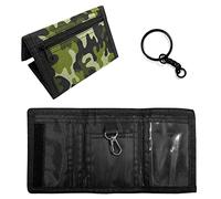 Universal One Piece Wallet with Black Key Ring Chain, Oxford Cloth Padded Wallet, Zipper Folding Wallet for Men and Women.(Camouflage Army Green), armee-grün, Militär