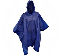 Universal Regenponcho mit Kapuze - Optimaler Schutz vor Nässe für Wanderungen & Arbeit - Platzsparend, robustes PEVA, 130cm, blau, mit Kordel