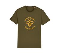University of Soul Unisex T-Shirt aus Bio-Baumwolle "Save the Bees" Britisches Khaki S