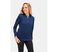 Strickpullover GOLDNER "Unkomplizierter Pullover mit Polokragen", Damen, Gr. 42, blau (marine), Obermaterial: 100% Polyacryl PAN., Tubular, Pullover Strickpullover, Vielseitig kombinierbar (49085063-4