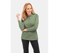 Strickpullover GOLDNER "Unkomplizierter Pullover mit Polokragen", Damen, Gr. 42, grün (eisgrün), Obermaterial: 100% Polyacryl PAN., Tubular, Pullover Strickpullover, Vielseitig kombinierbar (46671710-