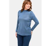 Strickpullover GOLDNER "Unkomplizierter Stehbundpullover", Damen, Gr. 46, blau (rauchblau), Obermaterial: 100% Polyacryl PAN., Tubular, Pullover Strickpullover, wie echter Kaschmir (71346840-46) rauch
