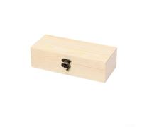 Unlackierte Schmuckschatulle aus Kiefernholz mit Scharnierdeckel und Verriegelungsverschluss, natürliche Holztruhe für Bastelarbeiten, Schmuck, kleine Werkzeuge, Partyzubehör - (M)