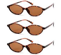 Unning 3 Stück Oval Sonnenbrille Set Damen,Vintage Cateye Sonnenbrillen Neon Lustige Schmal Brillen für Damen